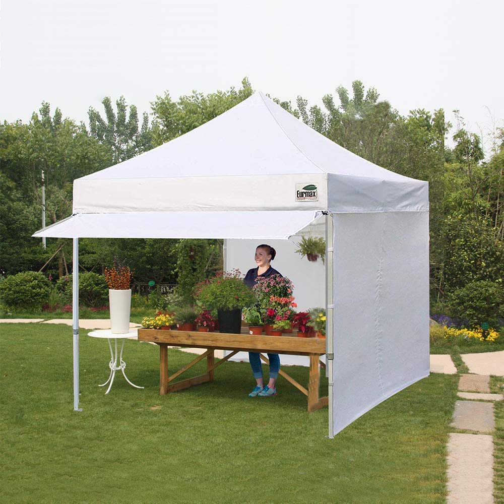 Eurmax USA 10x10 Pop Up Canopy,Commercial Tent with Patented No-Tip Rolling Bag,30sqft Extension Awning & 4 Zippered Removable Walls,UV & Water Resistant,Heavy Duty Instant Shelter Gazebo,Khaki