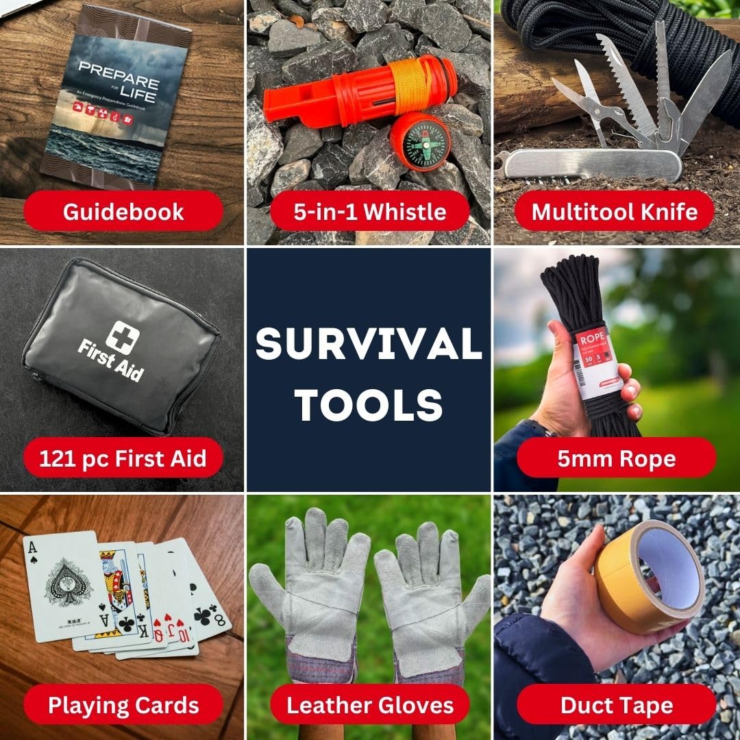 Family Emergency Kit | All-in-one Survival Kit Backpack for Earthquake, Flood, Disaster Relief, Civil Unrest & Outdoor - Survival Bag & Emergency Preparedness Kit for Families (4 Person)