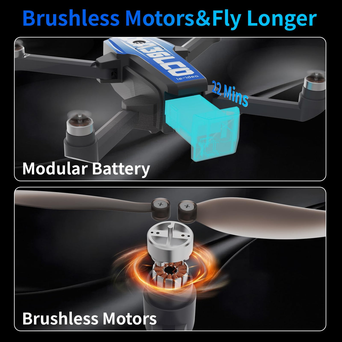 LE-IDEA GPS Drones with Camera for Adults 4k Professional, IDEA36LCD Drones with 4.5-inch LCD Screen Brushless Motor, Auto Return, Follow Me, One Key Start, Foldable RC Quadcopter for Beginners