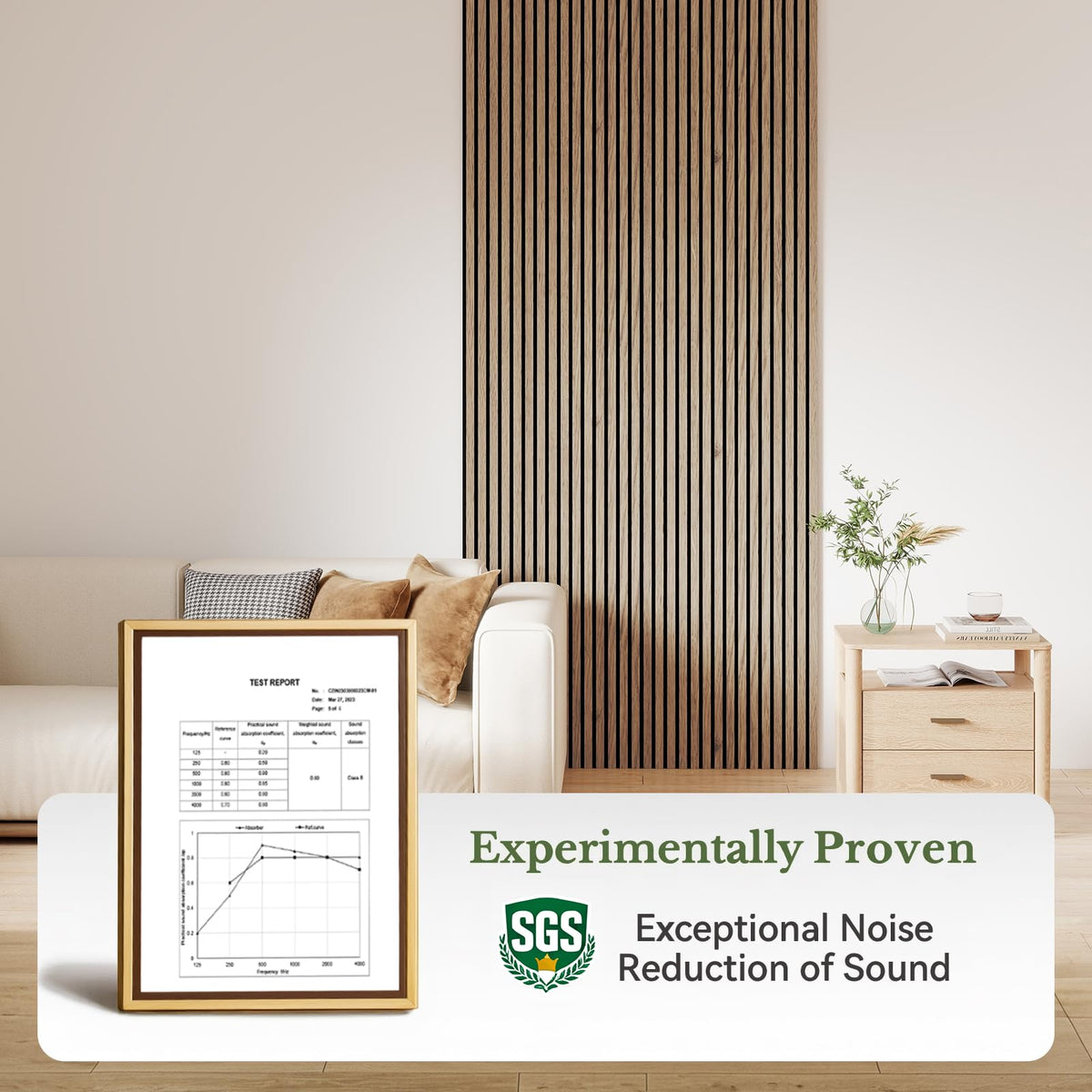 MISSDAY Wood Slat Acoustic Wall Panels, 4 Packs 47.2" x 23.6" Teak Soundproof Panel For Interior Wall Decor Noise Absorbing-3D Textured Wooden Panel Sound-Absorbing for Home, Office, Studio