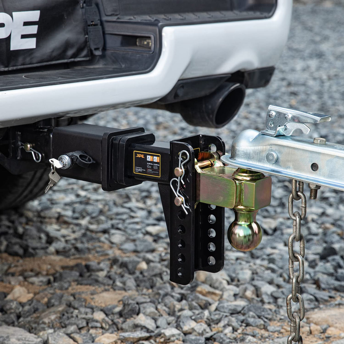Adjustable Trailer Hitch, Fits 2.5-Inch Receiver, 6-Inch Drop/Rise,2" & 2-5/16" Ball Hitches for Trucks, 22,000 LBS GTW - Receiver Hitch with Anti-Theft Pin, Solid Ball Mount, BLK,X-452506