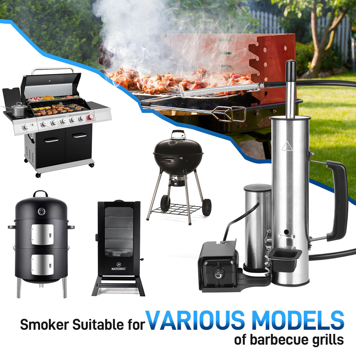 Outdoor Smoke Generator, Stainless Steel Electric Smoker, Smoke Tube for Pellet Smoker, Hot/Cold Smokers with Adjustable Smokes Volume Air Pump, Perfect for Cold Smoking Cheese, Traeger accessories