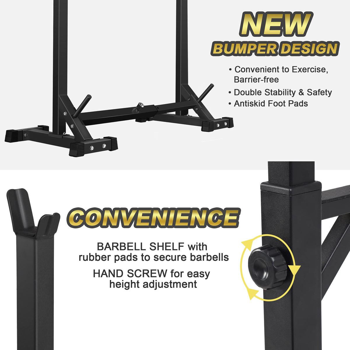 CANPA Adjustable Squat Rack Stand Multi-Function Barbell Rack Weight Lifting Gym Dumbbell Racks Home Gym Bench Press Rack Dumbbell Racks Stands 600Lbs (Black)