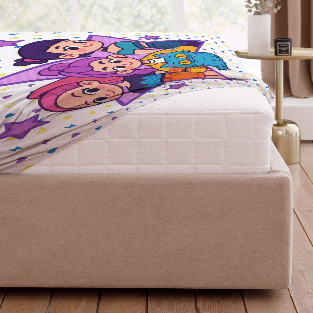 Allenjoy Cute Korean Anime Hunter Sheets Set with Fitted Sheet, Flat Sheet and 1 Pillowcase for Girls Teens Women Fans Daughter Bedding Bedroom Nursery Room Decor, Machine Washable Durable Twin Size
