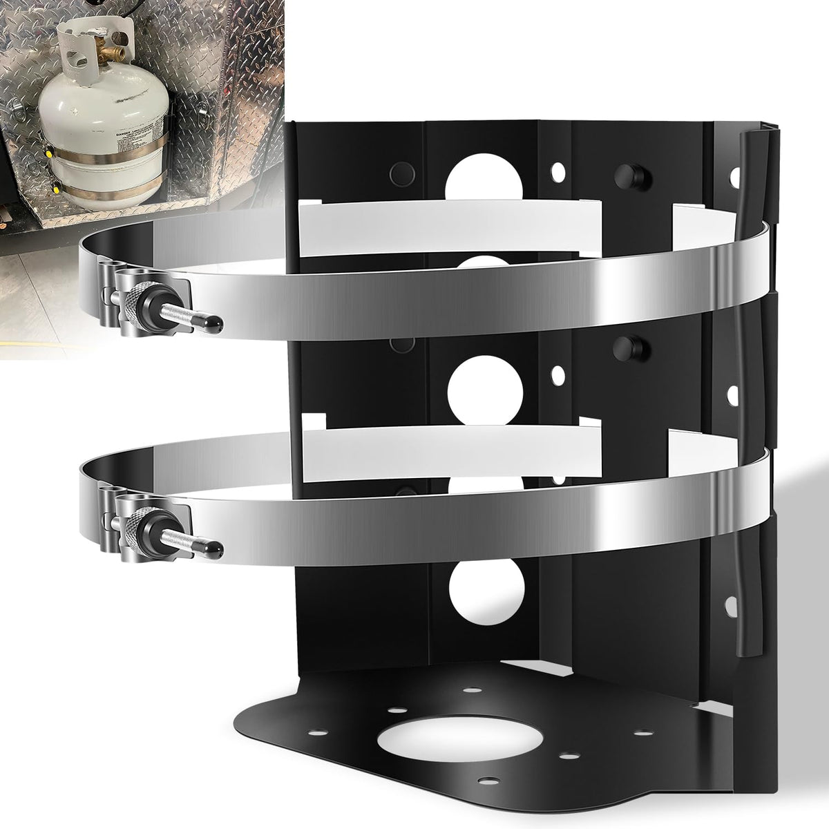 besttruck 20 lb Heavy-Duty BBQ Propane Tank Holder Fit for 12-Inch 17lb 20lb 22lb BBQ Gas Tanks, for Vehicle, Truck Bed, Trailer, Car, RV, Boat Replace BKT-2290