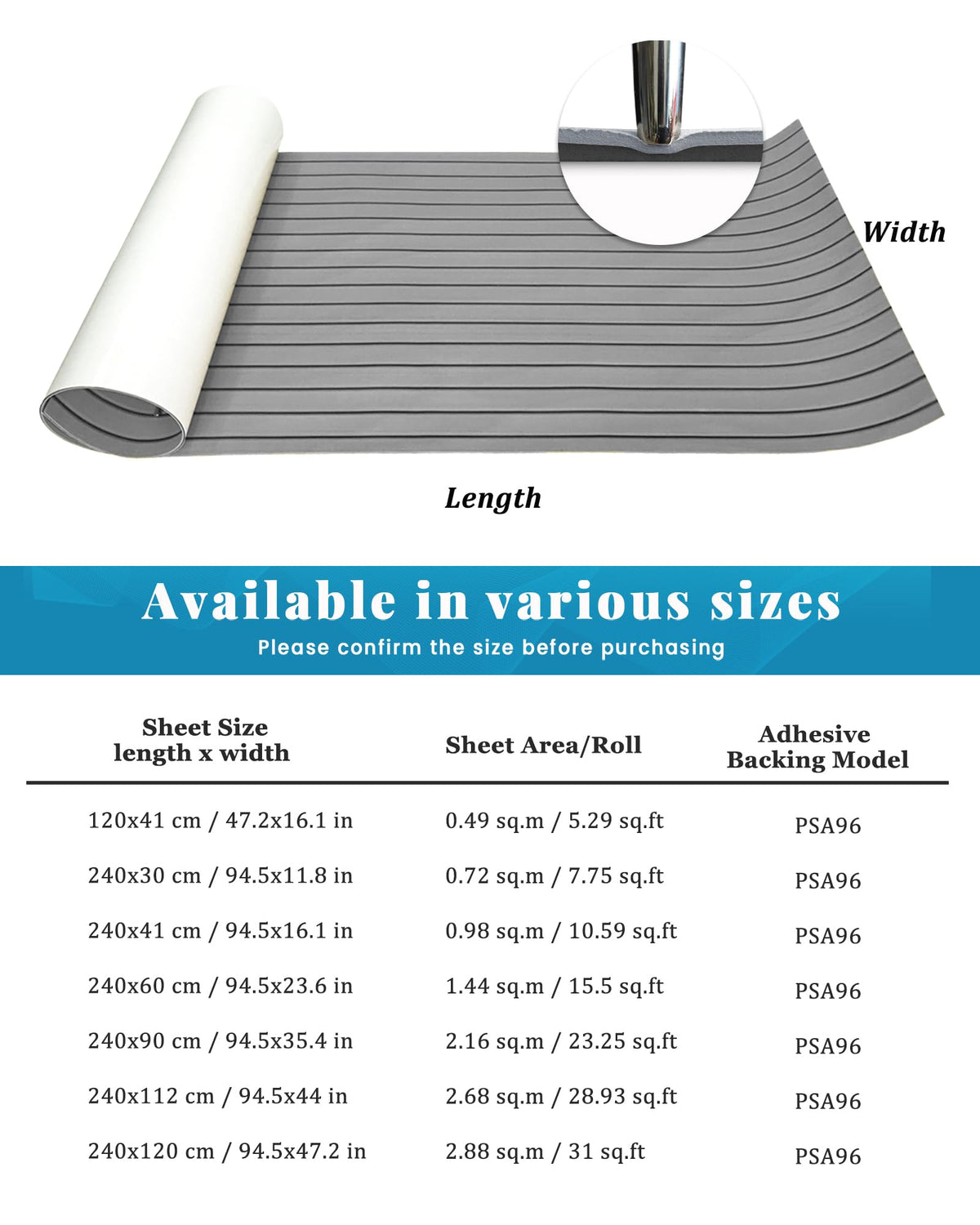 KXKZREN Boat Flooring EVA Foam Decking Sheet Faux Teak Marine Mat Non-Slip Boat Carpet Self-Adhesive Flooring for Jon Boats Motorboat RV Yacht Kayak Swim Platform 47.2 x 94.5 inch,31 sq.ft