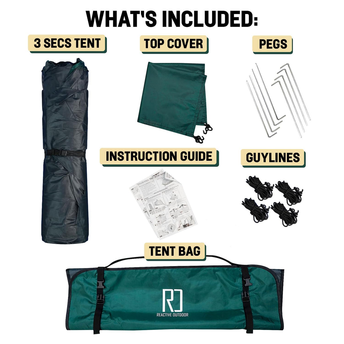 Reactive Outdoor Tent - 3 Second Tent - 3 Sec Instant Pop Up - Easy and Quick Setup Camping - 1 Person Setup Waterproof Double Layer Outdoor Camping (Small (1-2 Person))