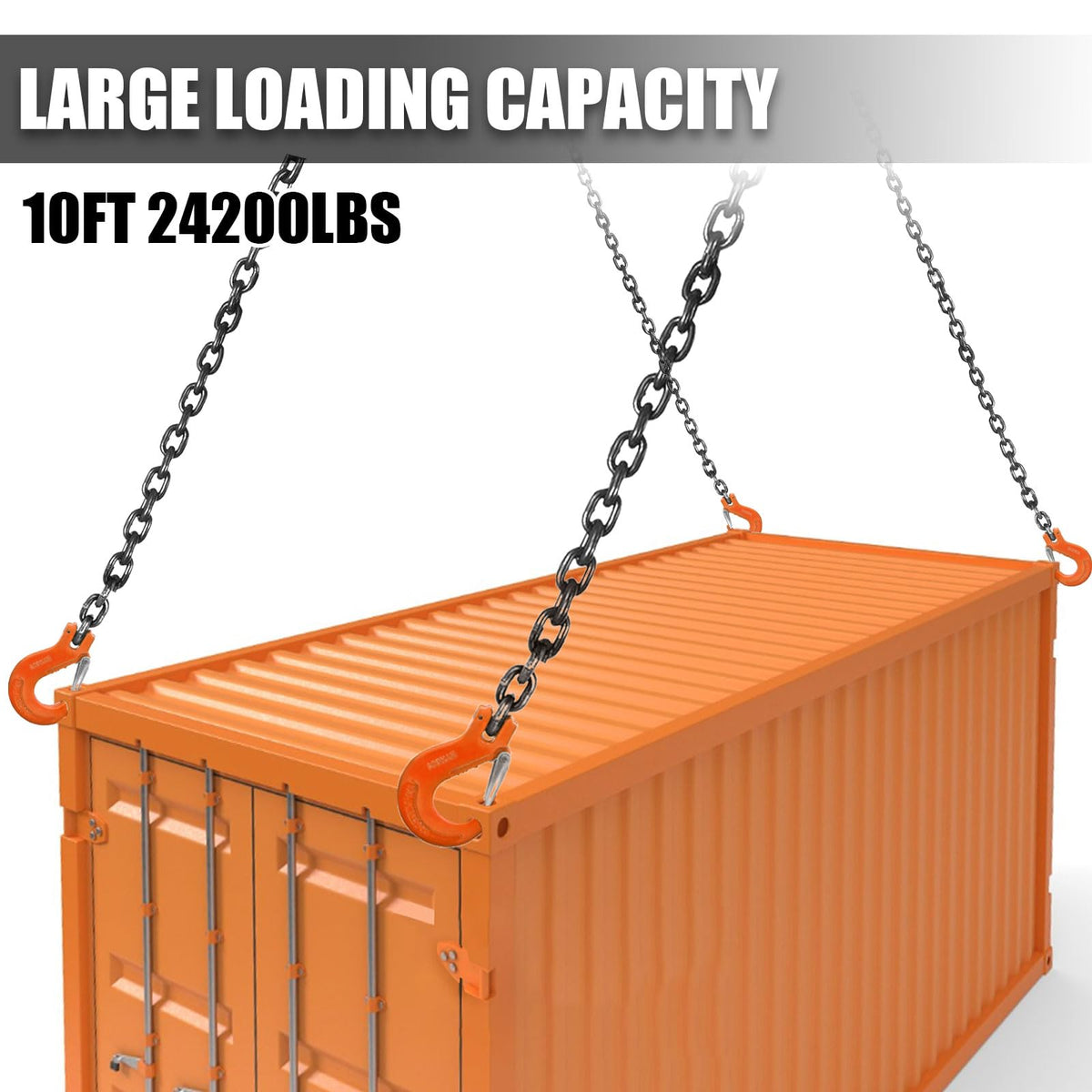 SALUINOKI 4 Leg Chain Sling for Lifting with Hooks Heavy Duty 11 Ton 1 inch x 10 FT 24,200 lbs 4 Point Lift Chains Rigging