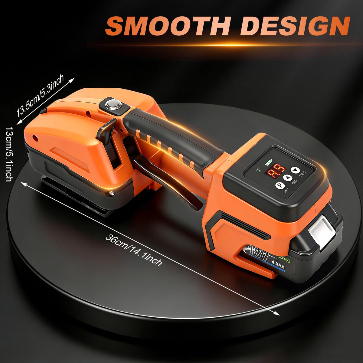 GEARCESS Electric Strapping Machine with LCD Screen, Tool Portable Baler for 1/2-5/8 in PP PET Straps 2 x 4000mah Battery Powered Automatic Banding Box Pallet (with Gloves and Goggles)