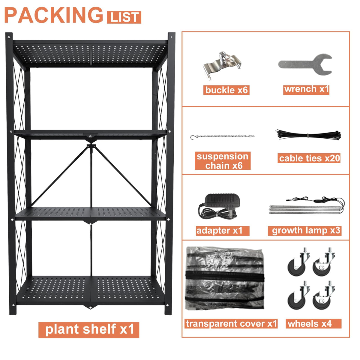 Nedechom Indoor Greenhouse with Grow Light, 4-Tier Foldable Metal Plant Shelf with Full Spectrum 6000K Growing Lamps and Tent, Mini Greenhouse Cabinet with Timer for Seed Starting (28.2"x14.2"x50")