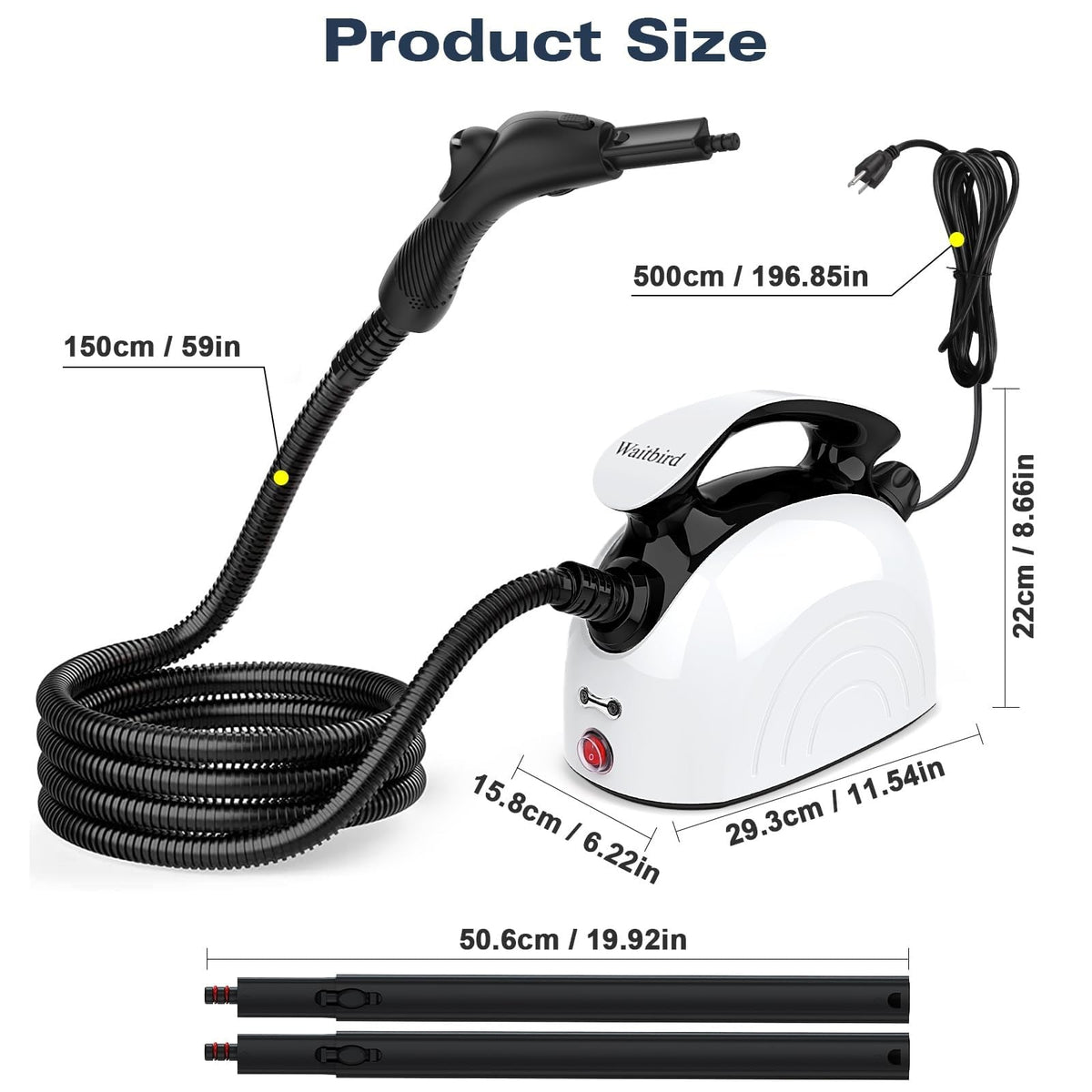 Steam Cleaner, Handheld Steamer with 21 Accessories, 248°F High-Temperature Steam for Floors, Grout, Tiles, Carpet, Cars - Portable 1.08L Tank, Child Lock, Chemical-Free Cleaning
