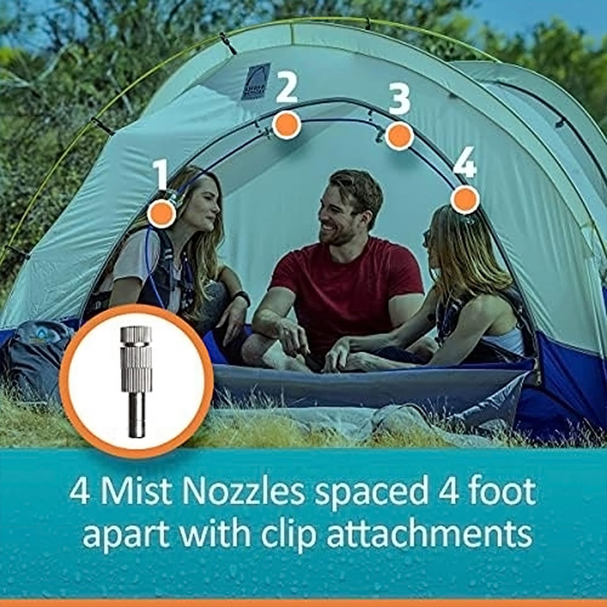Professional Grade Portable Misting System - 4 Mist Nozzles | Pump | Easy to Setup | 16 ft. Mist Line for Outdoor Patios, Golf Carts, Greenhouses, Canopy and Decks - Cools The air up to 30Β°F (17Β°C)!