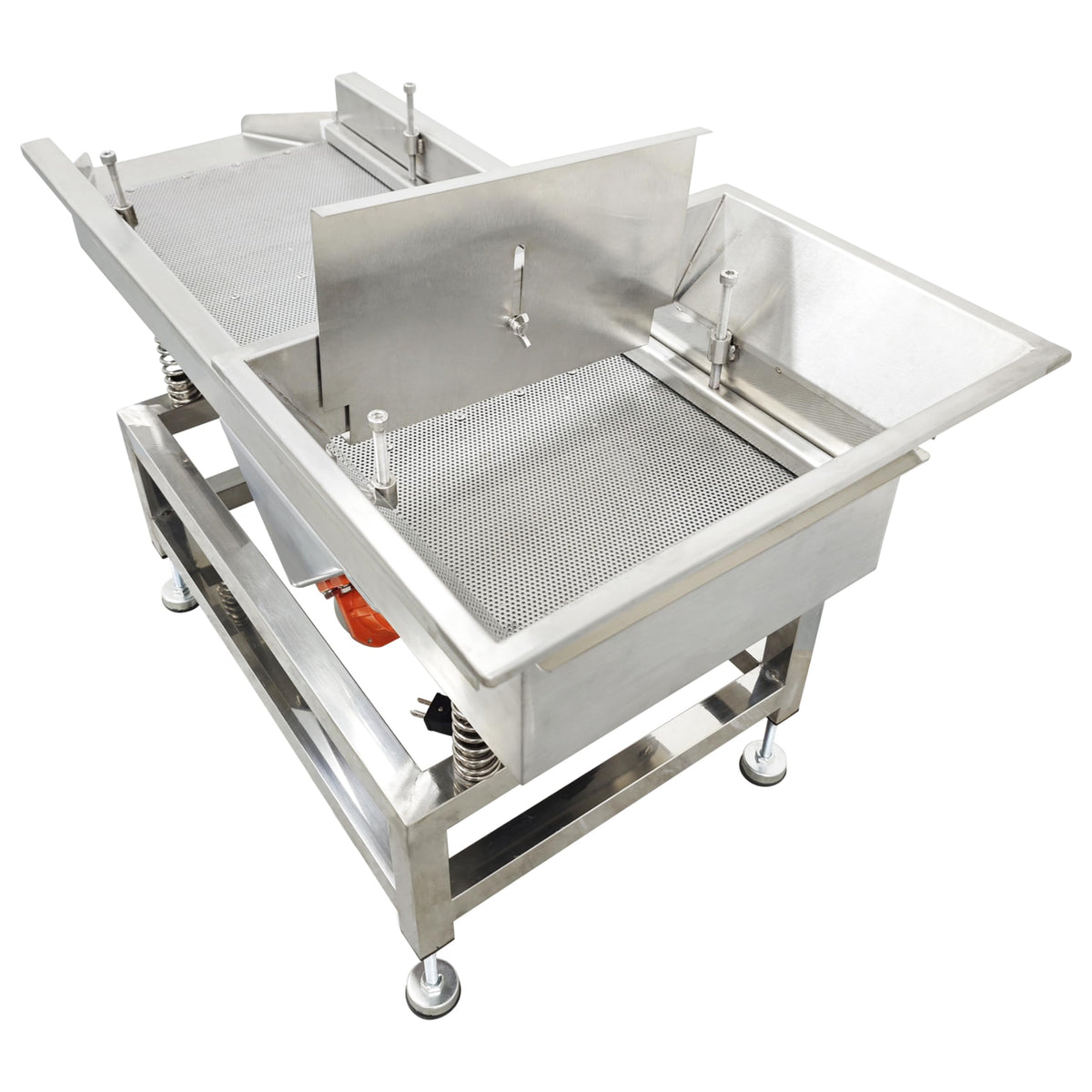 TECHTONGDA Straight Vibrating Sieve Screen Shaker Electric Linear Sifter Machine Stainless Steel One Layer Two Motors 2mm Round Hole Screen Size 11.8×31.5inch 110V