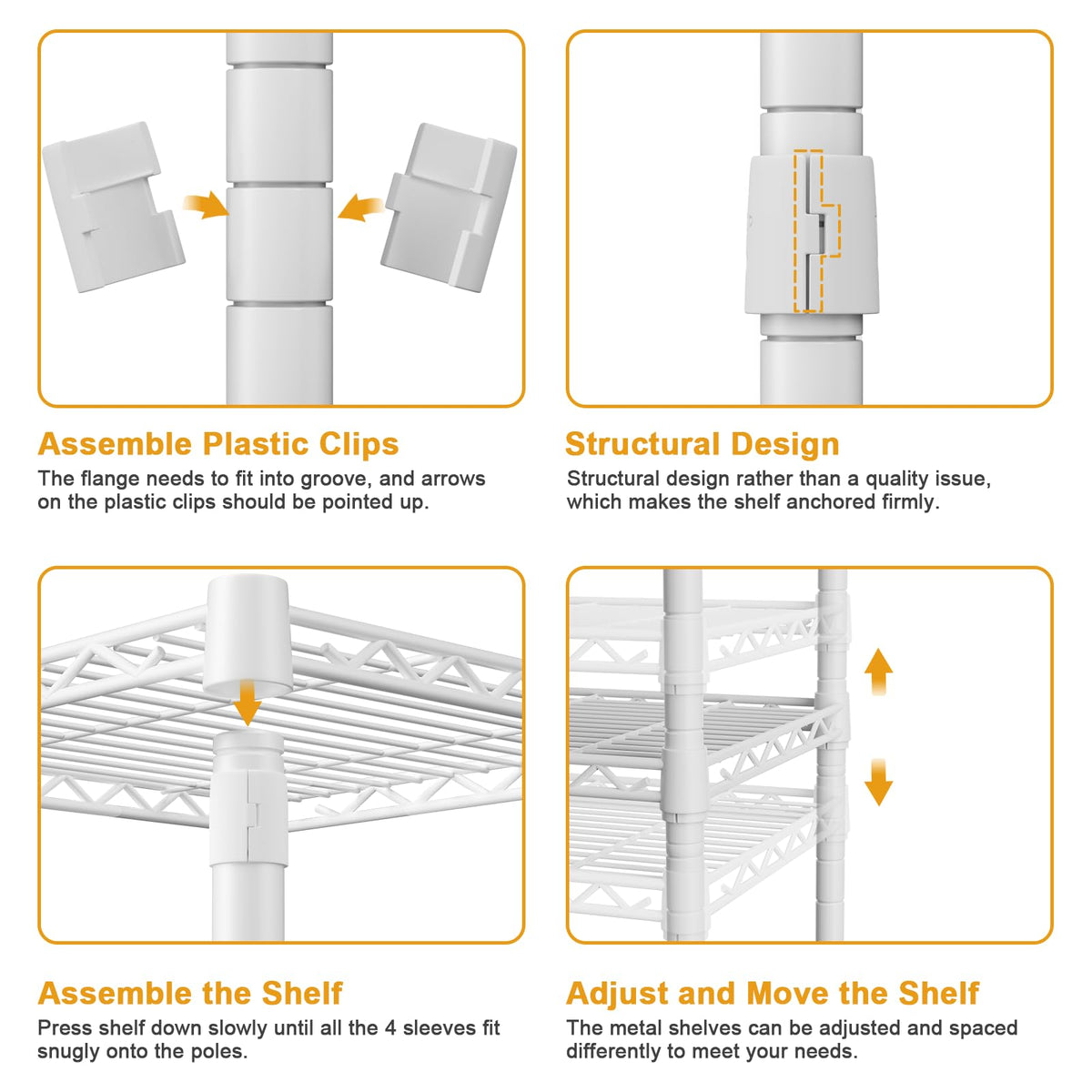 Ulif E7 Heavy Duty Garment Rack, Clothes Organizer and Storage Rack with Expandable Hangers, Metal Clothing Rack with 6 Wire Shelves, (52.3"-72") W x 14.5" D x 71.2" H, Load 838 LBS, White
