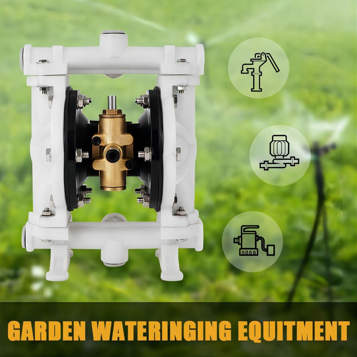 Air Operated Double Diaphragm Pump QBK-15 1/2 inch Outlet 12 GPM Pneumatic Transfer Max 115 PSI Industrial Use for Chemical Waste Oil Dual Diaphram PTFE Nitrile Rubber by Plastic and Stainless Steel