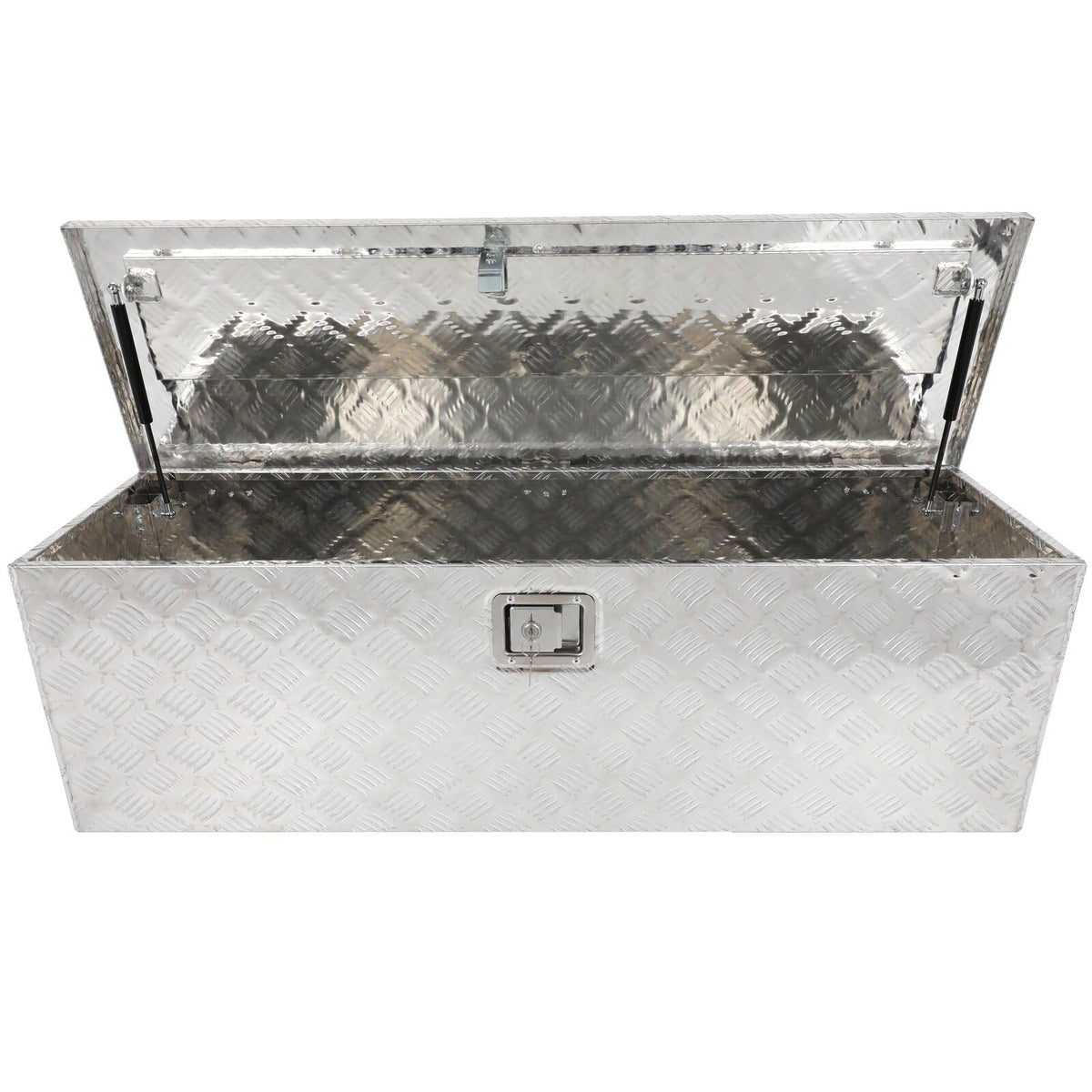 SCITOO 49 Inch Aluminum Diamond Plate Truck Bed Tool Box,Heavy Duty Crossover Storage for Most Full Size Pickups,Lockable Weatherproof Chest,Fits 49" Truck Beds,Easy Access to Load and Unload