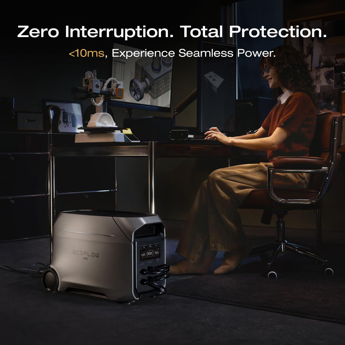 EF ECOFLOW DELTA 3 Ultra Plus Portable Power Station, 3072Wh LiFePO4 Battery, 3600W (7200W Surge) Output, Expandable to 11kWh, Solar Generator (Panel Optional), Reliable Home Battery Backup & Camping