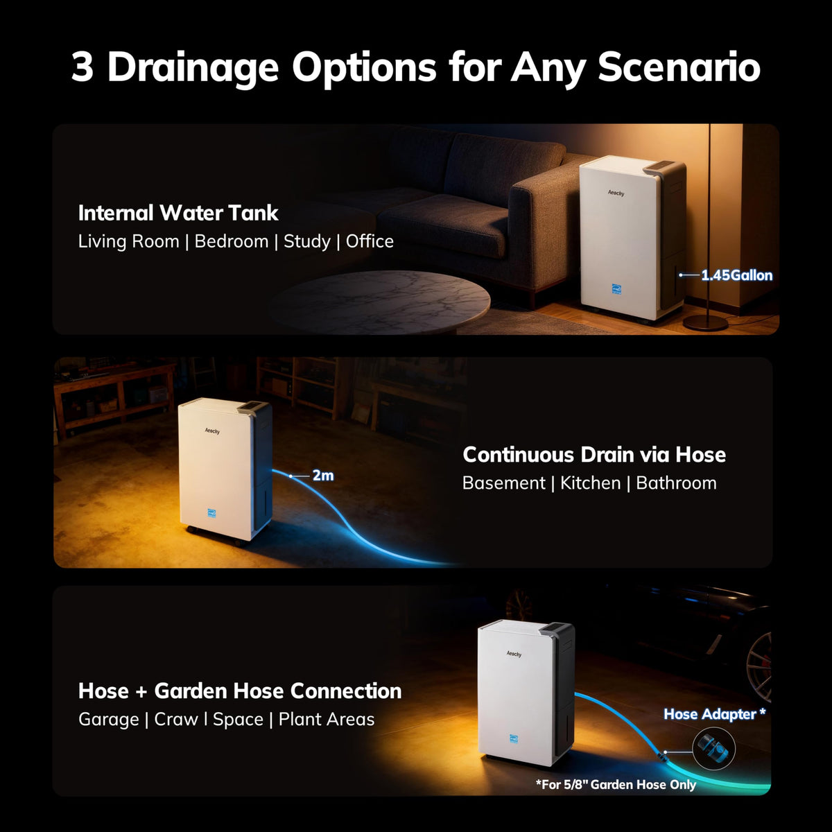 AEOCKY 5500 Sq.Ft Energy Star Most Efficient 2024 Dehumidifier, Max 105 Pint/Day Smart Compressor Dehumidifier with Drain Hose,Intelligent Humidistat,for Basement,Bedroom,Home,Bathroom
