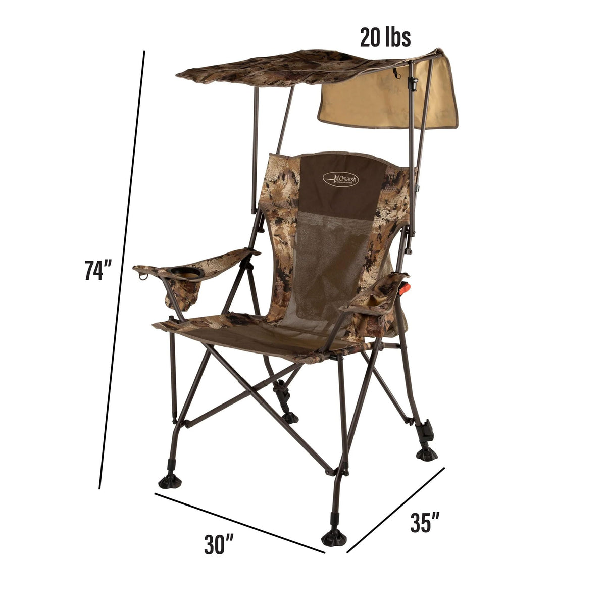 Momarsh | Lightweight Dove Chair with Adjustable Shade Canopy and Carry Bag | Full Size Collapsible Chair for Hunting, Camping, Waterfowl & More