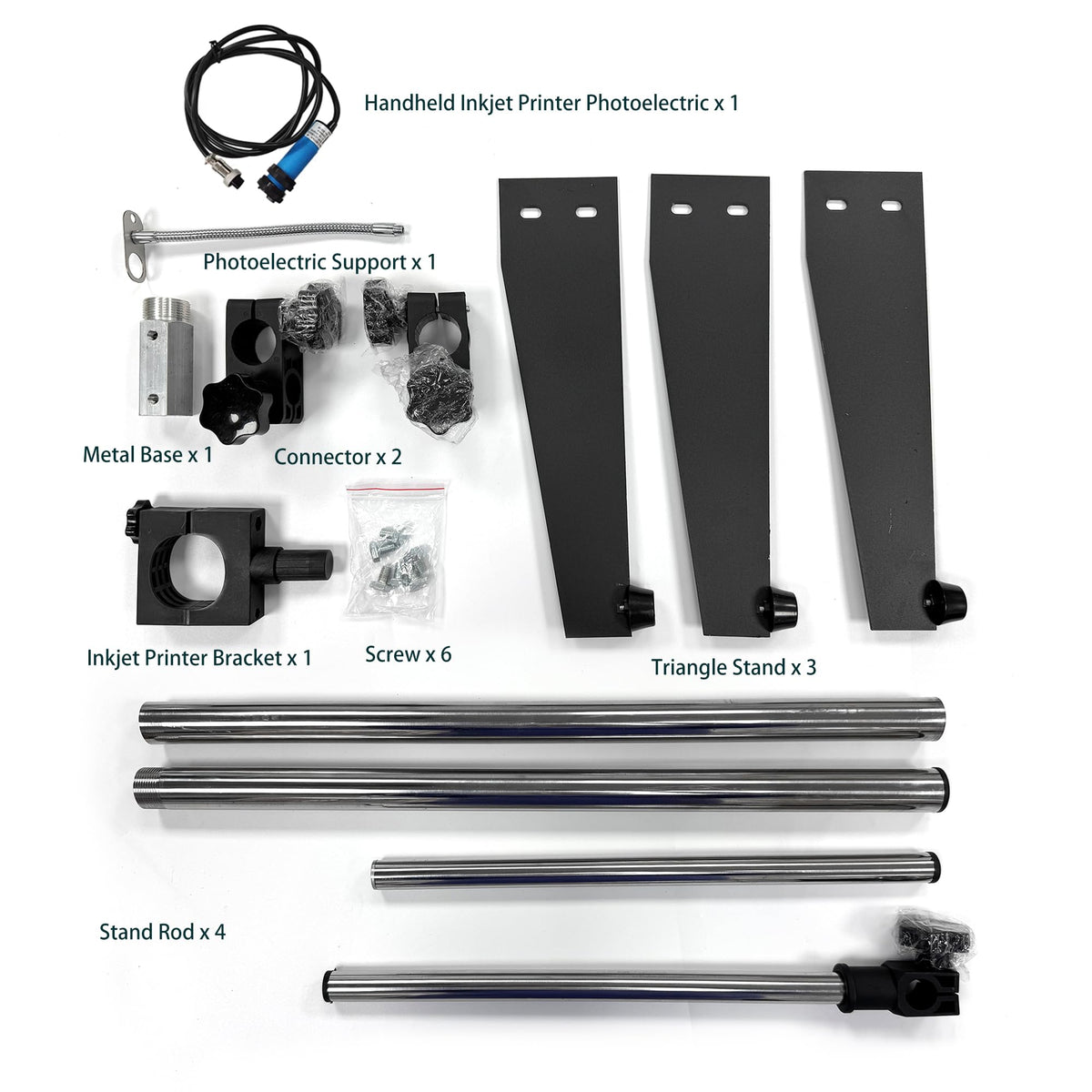 Handheld Inkjet Printer P15 with Adjustable Holder Stand and Sensor for Automatic Print, with Solvent 0.5 Inch Nozzle Ink Cartridge, for QRCode Barcode Production Date Time Logo Batch Number Print