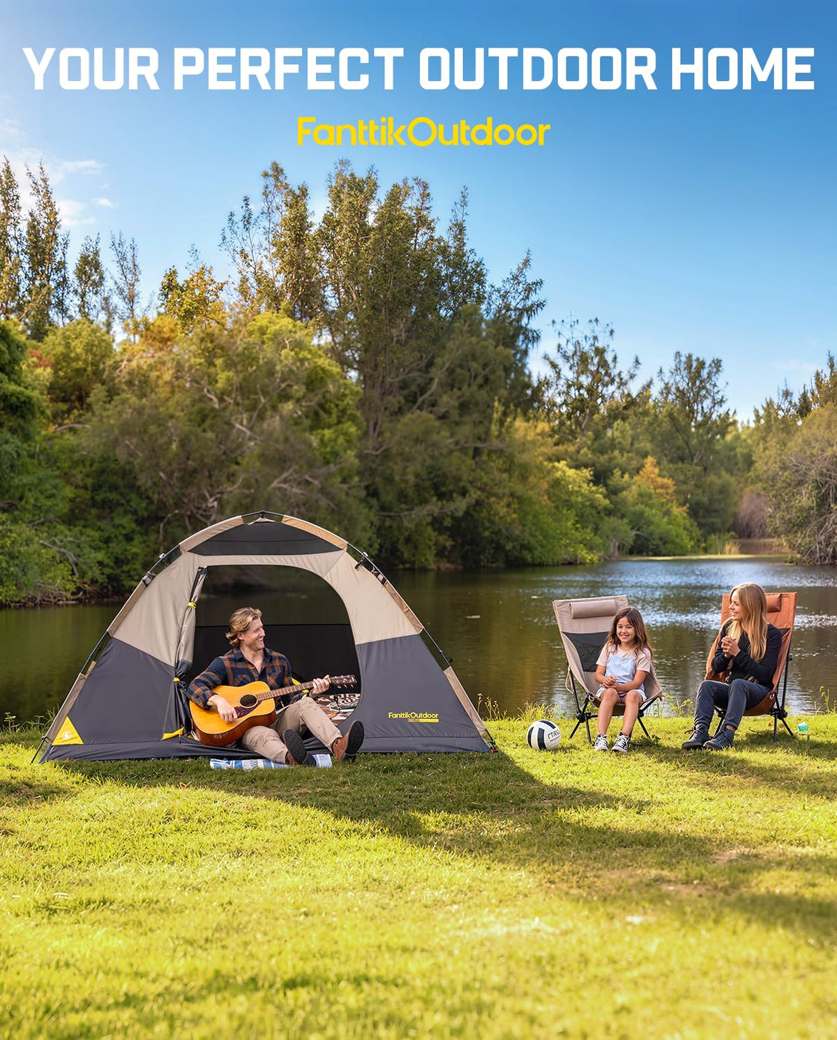 FanttikOutdoor Zeta C4 Camping Tent, 4 Person Instant Dome Tent, Easy Setup in 60s, Portable Waterproof Cabin Tent with Pre-Attached Poles & Air Vent, Ideal for Camping, Hiking, Backyard