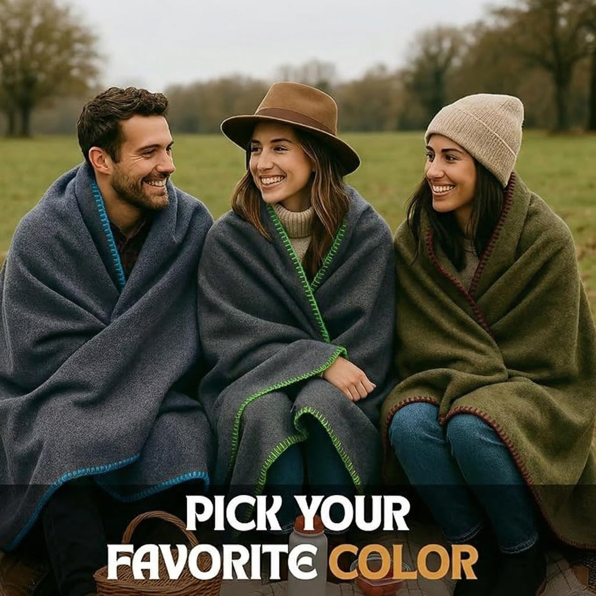 Wool Camping Blanket – 70% Wool Heavy-Duty Military Style Throw, Warm & Washable, Fire Retardant Cover for Emergency, Survival & Outdoor Use – Perfect for Camping, Car, Home & Hiking, Olive 62x84