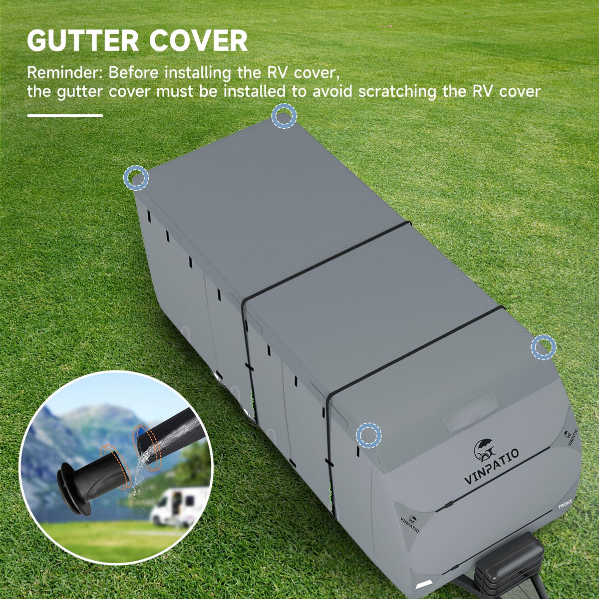 VINPATIO RV Cover, 7 Layers Heavy Duty Travel Trailer Cover, Toy Hauler Cover Fits 27'-30' RV, Camper Cover with Extra Windproof Straps, Gutter Covers, Tongue Jack Cover
