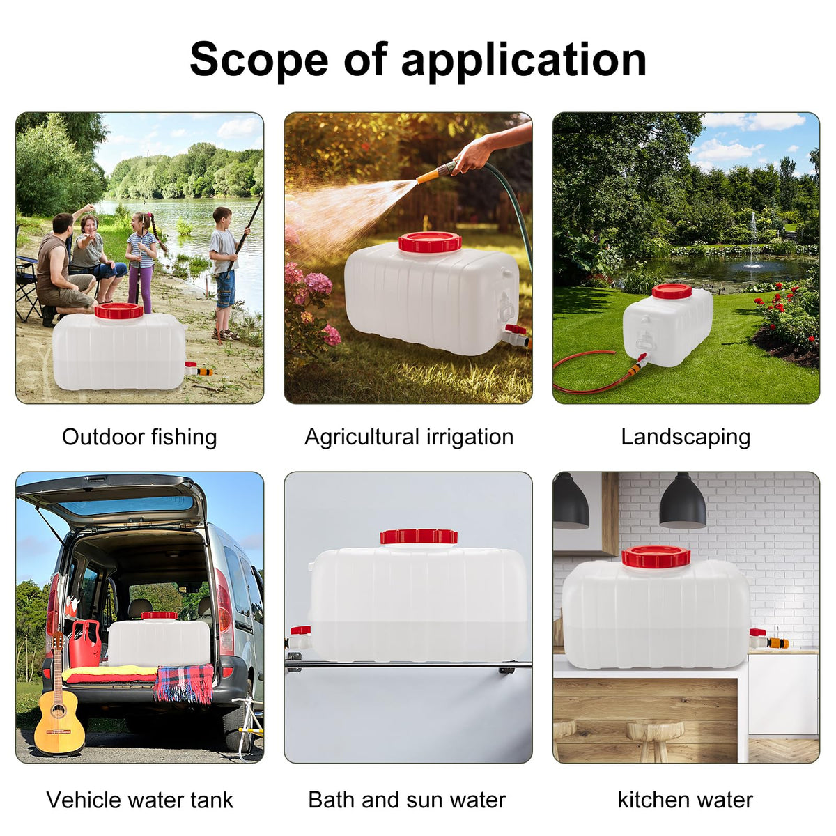 13.2 Gallon Water Tank with Faucet, Water Storage Container for Camping, Portable First Aid Water Storage for Outdoor Hiking, RV, Autonomous Driving Tour, 23.6 x 13 x 13.7in