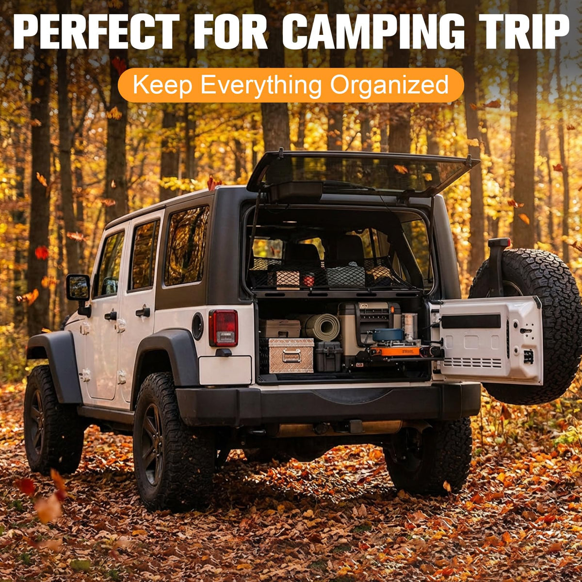 W&JWN Rear Trunk Cargo Rack Basket Tray Compatible with Jeep Wrangler JK JKU JL JLU 4-Door Hardtops 2007-2026 Sturdy Steel Interior Luggage Rack Shelf for Camping Trip Gear(400LBS)