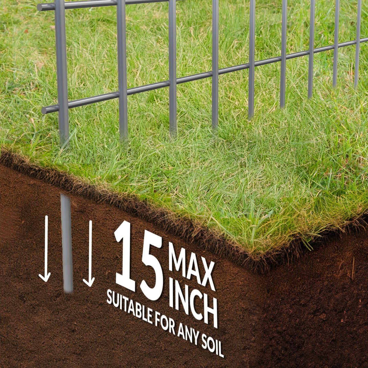 Dig Defence Original Animal Barrier Fence - X-Large Decorative Garden Fence, Outdoor No Dig Fence for Dogs and Rabbits, Yard and Patio - 24”(L) x 15”(H), 12 Pack
