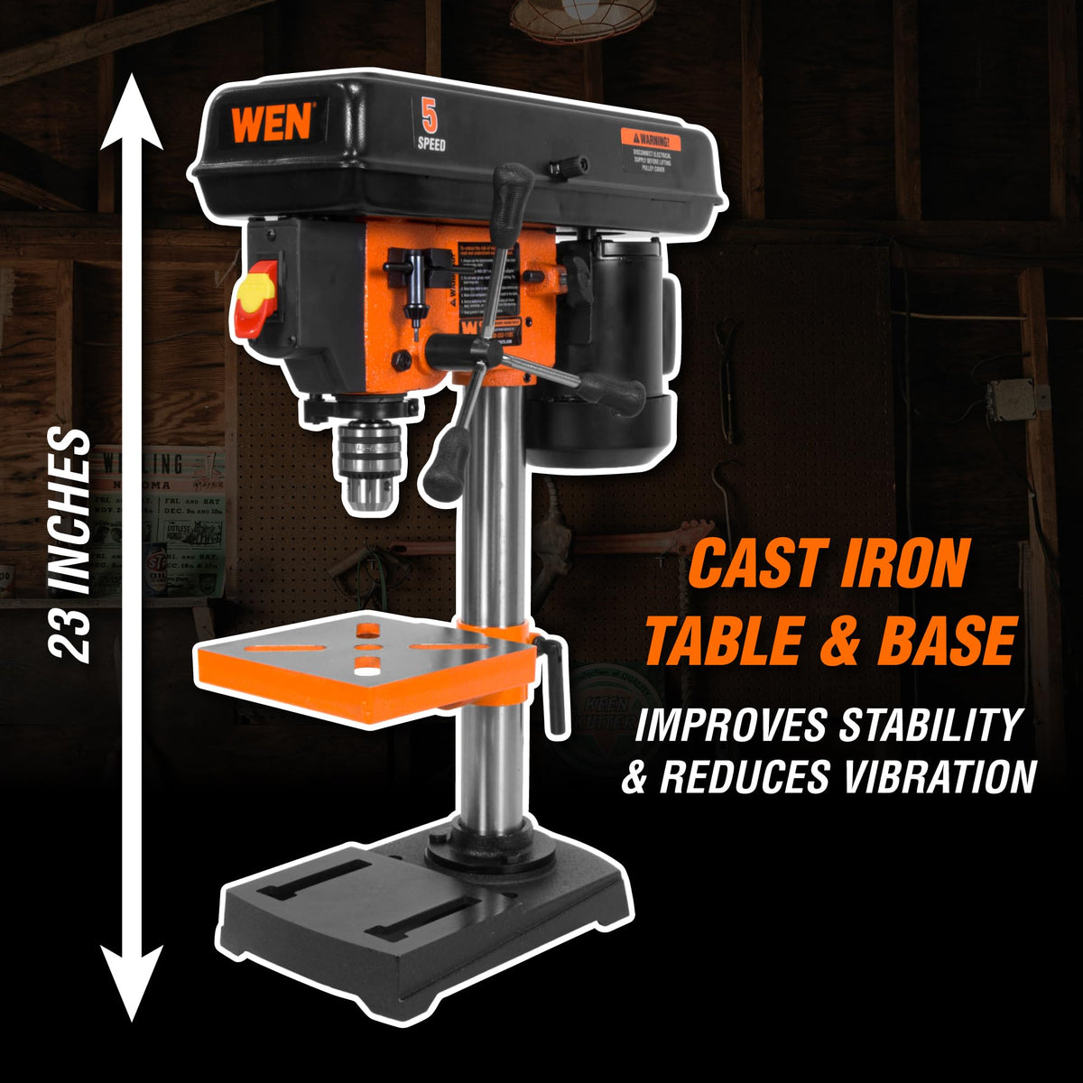 WEN 2.3-Amp 8-Inch 5-Speed Cast Iron Benchtop Drill Press (4206T)