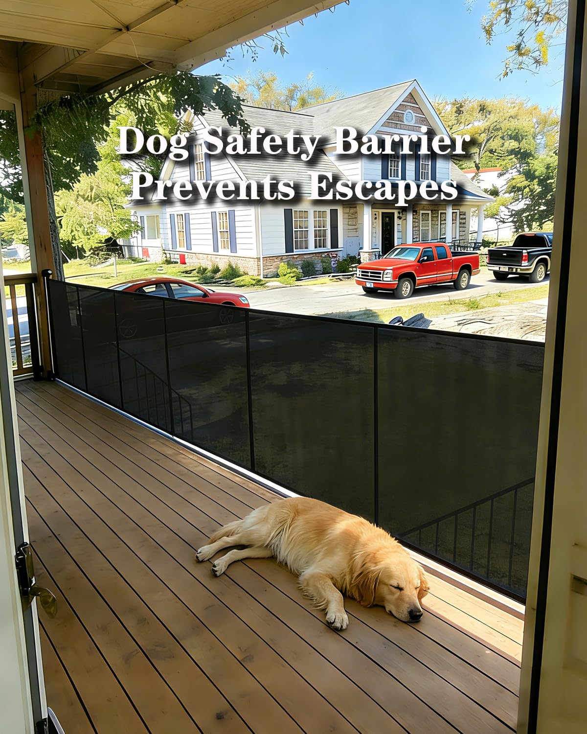 200'' Extra Wide Retractable Baby Gates for Large Opening, 42" Tall Retractable Dog Pet Gate with Support Rods, Long Mesh Screen Child Safety Gate for Garage Doorways Deck Stairs Yard Outdoor Indoor
