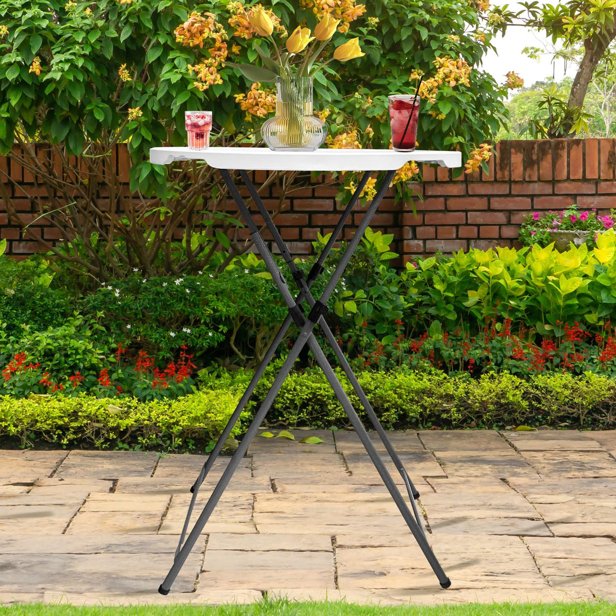 HEPINGONHE Folding 2-Pack 32in Bar Table Round Foldable Cocktail Table for Indoor and Outdoor Use Compact Design Portable Ideal for Parties Events Dining and Gatherings