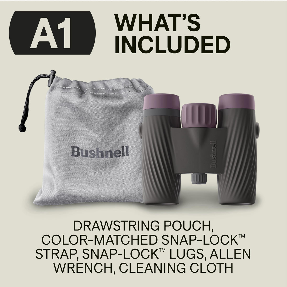 Bushnell A1 8x25 Compact Binoculars for Adults & Kids, Waterproof, Fogproof, 8X Magnification, Fully Multi-Coated Lenses & Rubber Armor - Plum Purple