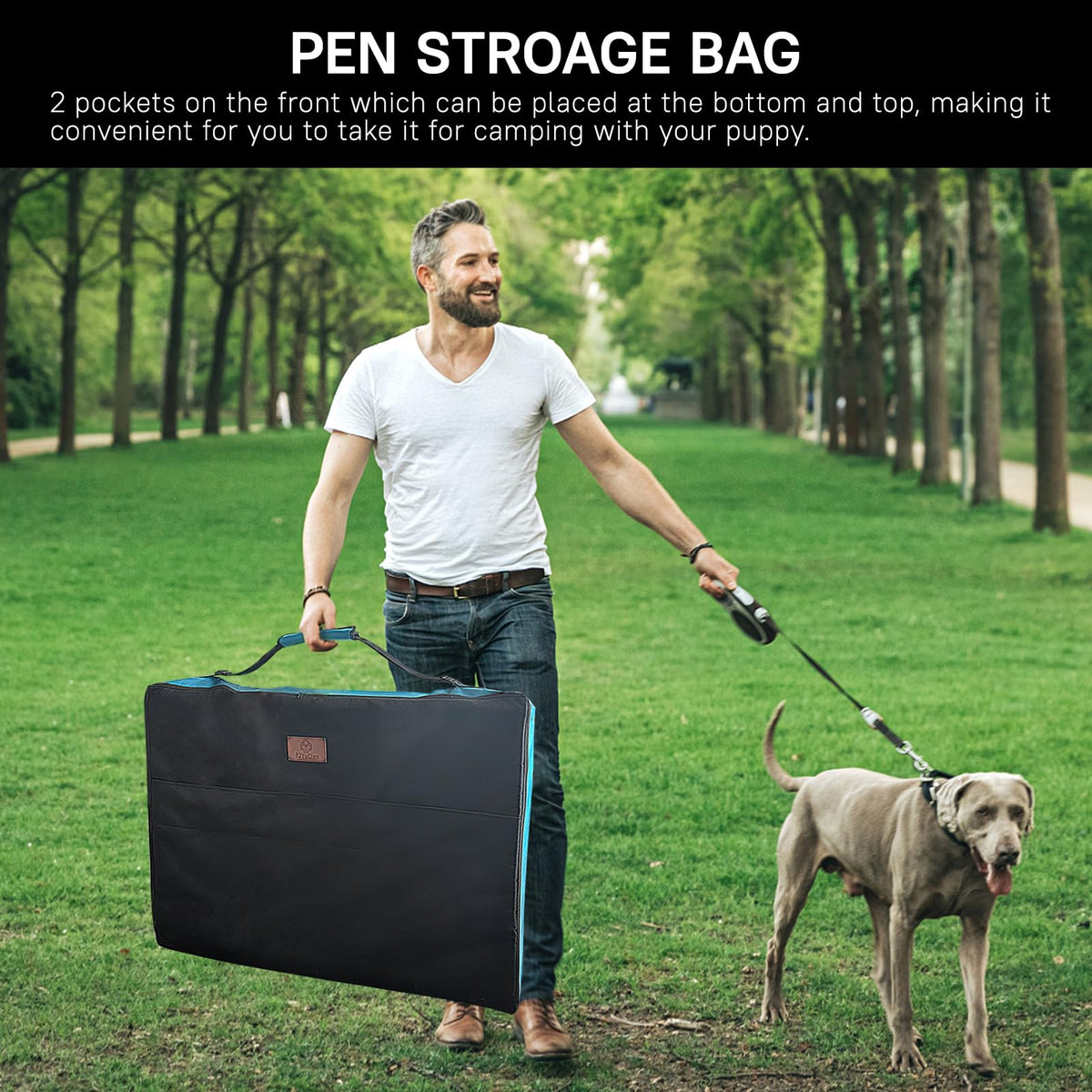 PJYuCien Dog Playpen Plus Storage Bag, 31.3" H 8 Panels Puppy Pen with Square Bottom & Top Cover, Heavy Duty Dog Fence for Camping