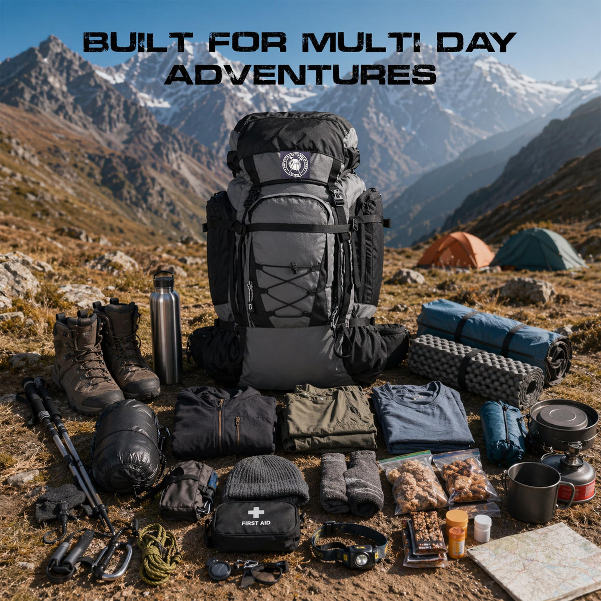 Stikage UltraSonik 65L Front Access Internal Frame Hiking Backpack for Men and Women β Lightweight Waterproof Trekking & Camping Backpack with Rain Cover, Hydration Bladder compatible