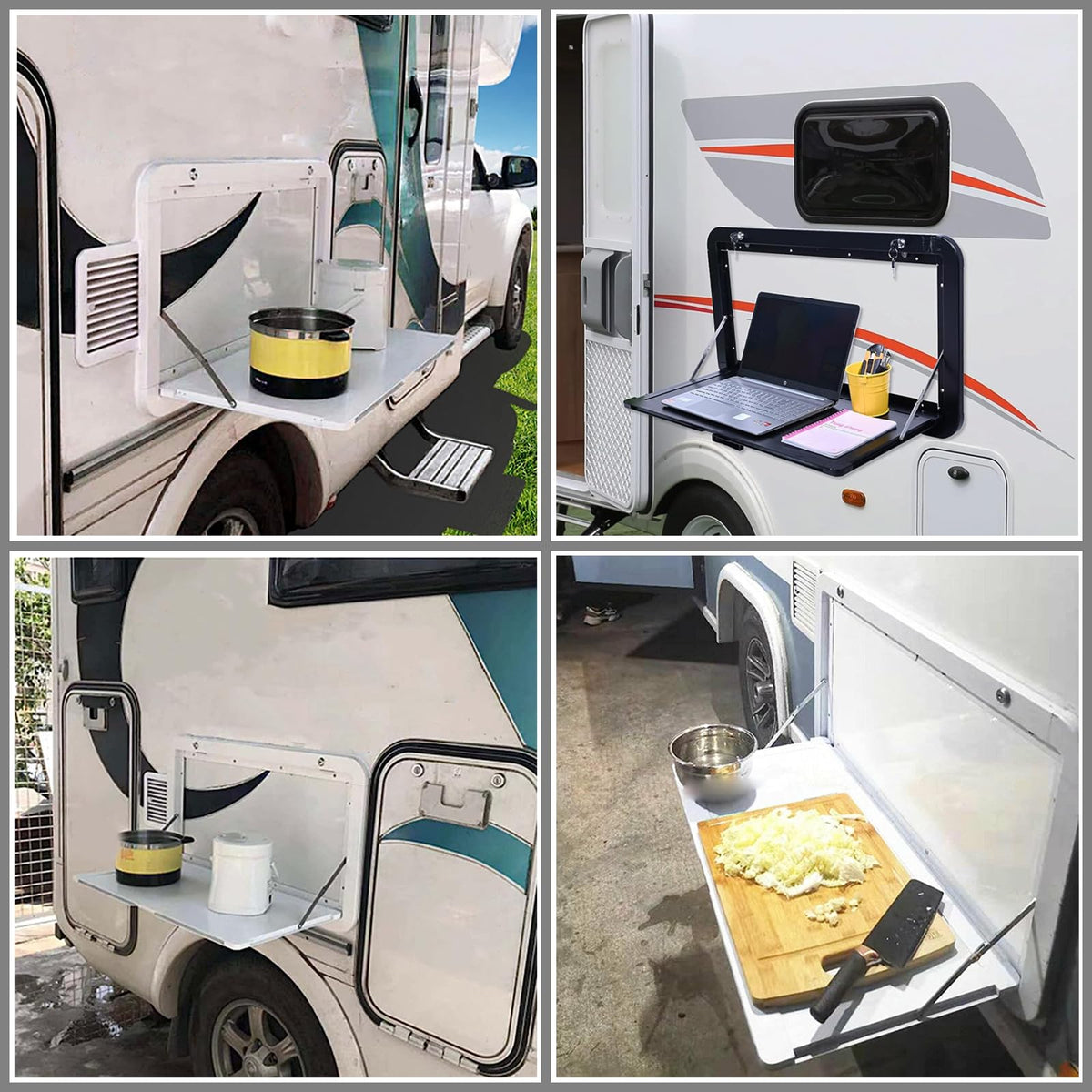 HWHongRV Foldable Rv Tables, 31.5 x 17.7 inchs Campervan Outside Picnic Wall Mounted Table, Premium Aluminum Alloy Folding Wall Table Lockable Wall Table Kit for Campervans and Motorhomes
