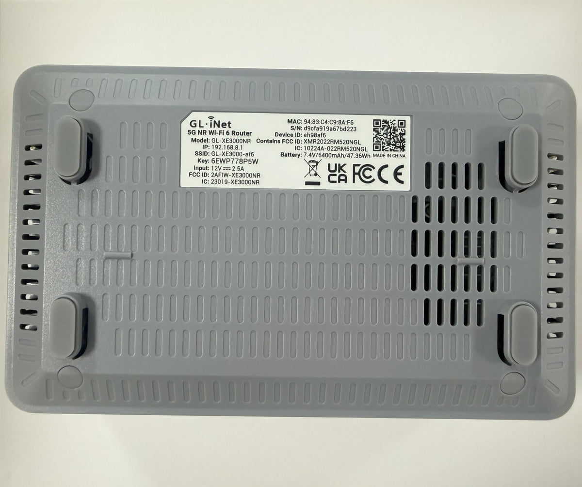 GL.iNet GL-XE3000 (Puli AX) 5G Router with Dual SIM Card Slot, Wi-Fi 6 Cellular Routers, Built-in Battery, Multi-WAN, VPN, OpenWrt, Secure 5G Router for Office, Retail, Events, Business