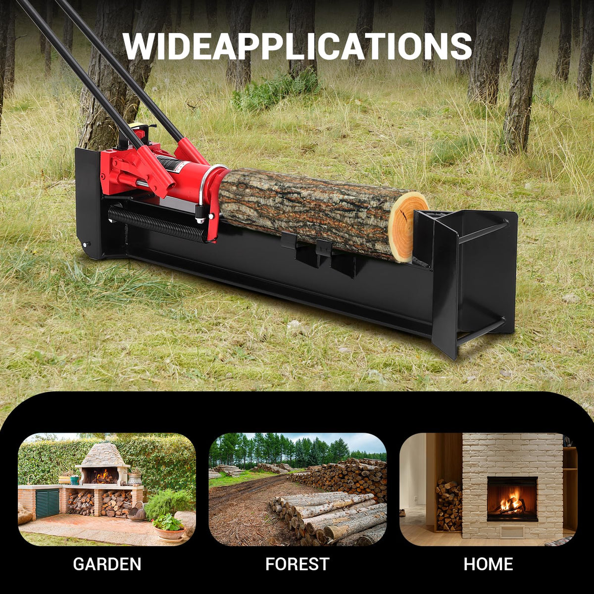 Garvee 12 Ton Hydraulic Log Splitter, Manual Wood Splitter with 2-Speed Operation & Built-in Wheels, Hand Powered Log Cutter for Firewood with Full Steel Construction, Max 18.7" Log