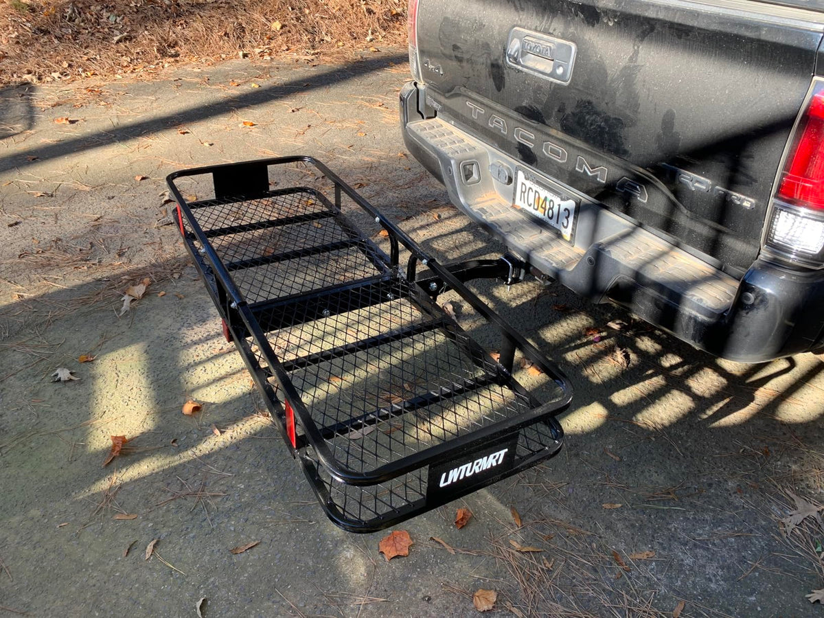 LWTURMRT 60"X21"X6" Hitch Cargo Carrier and Receiver Hitch Cargo Rack with Waterproof Cargo Bag(58"X20"X24"),Carrier Cargo Used Rust Resistant Baking Paint and Alloy Steel Material