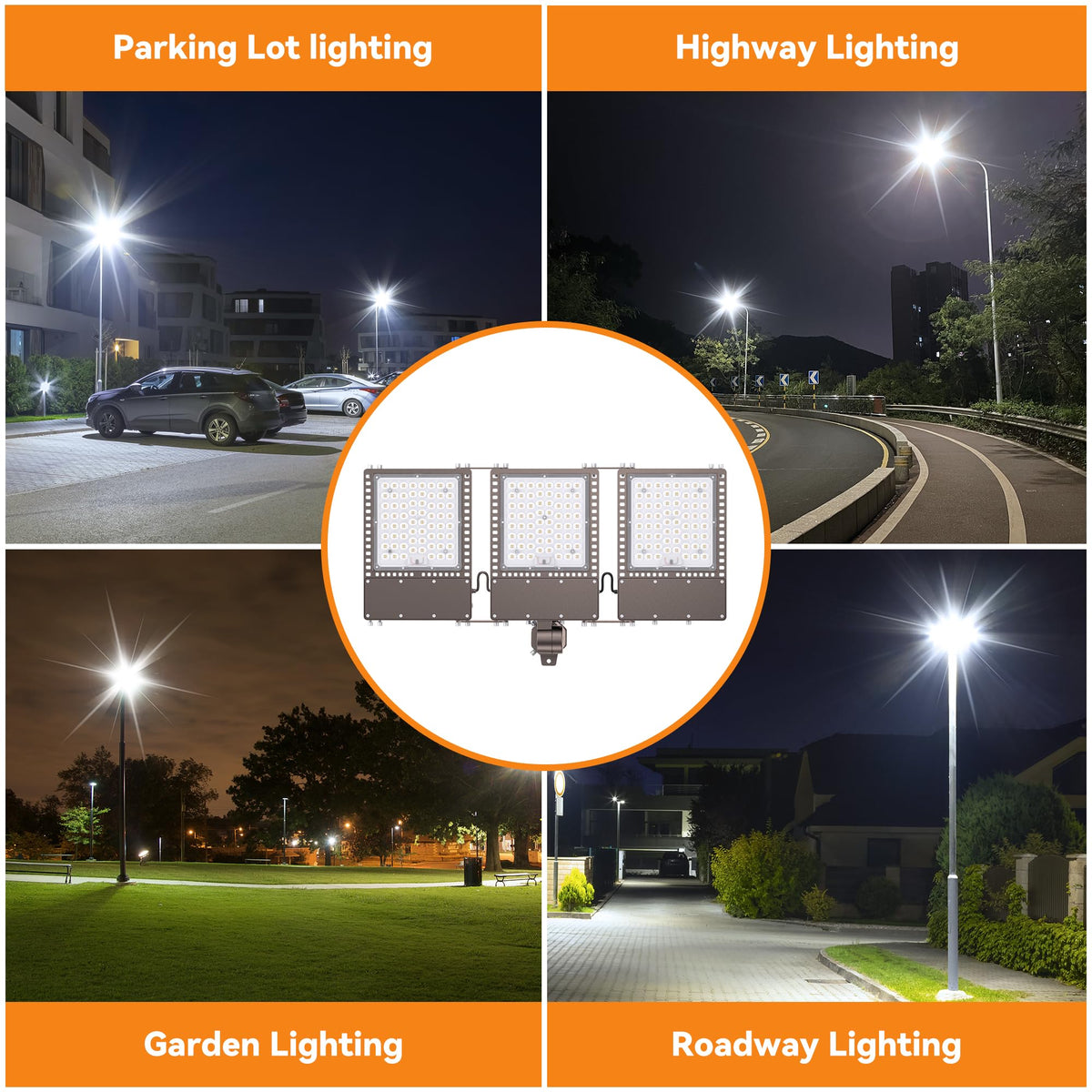 SOLLA 2025 New Upgraded 450W Dusk to Dawn LED Parking Lot Light 67500lm 5000K, ETL, AC85-277V, IP67 Waterproof Adjustable 3-Head Street Lights Outdoor, Pole & Wall-Mounted Flood Lights for Stadium