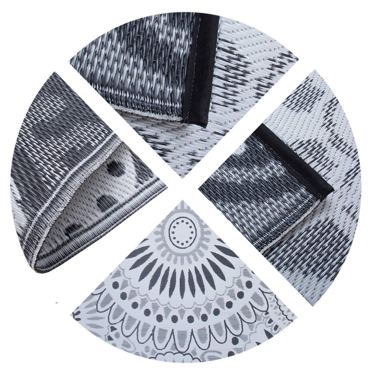 Santex Reversible Outdoor/Indoor Plastic Straw Rugs Waterproof Portable Mat Easy to Clean Outdoor Patio Mat, Perfect for Garden, Patio, Picnic, Decking-(Grey,9x18Ft