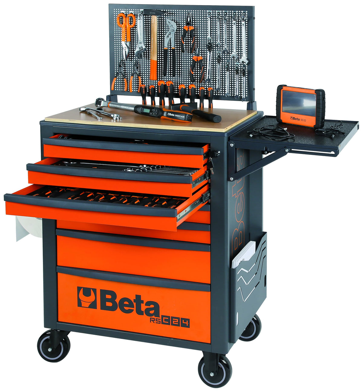 Beta RSC24 Gray 7 Drawer Heavy Duty Rolling Tool Cabinet | Mobile Steel Tool Chest with Ball Bearing Slides | 1760 lbs Load Capacity | 5" Casters | Lockable Portable Toolbox | Made in Italy