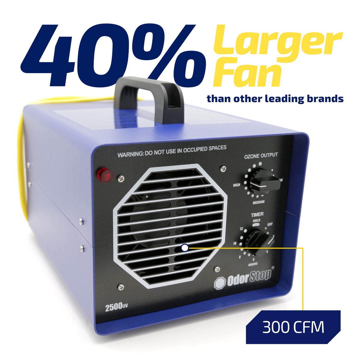 OdorStop OS2500UV Professional Grade Ozone Generator Ionizer for Areas of 2500 Square Feet+, For Deodorizing and Purifying Medium Size Areas Such as Hotel Rooms, Offices, and Basements