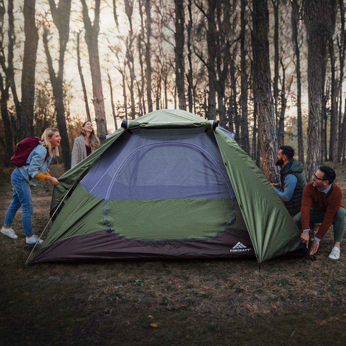 Forceatt 4 Person Camping Tent, Professional Waterproof & Windproof. Lightweight Backpacking Tent Suitable for Camping,Hiking, Outdoor, Mountaineering and Travel