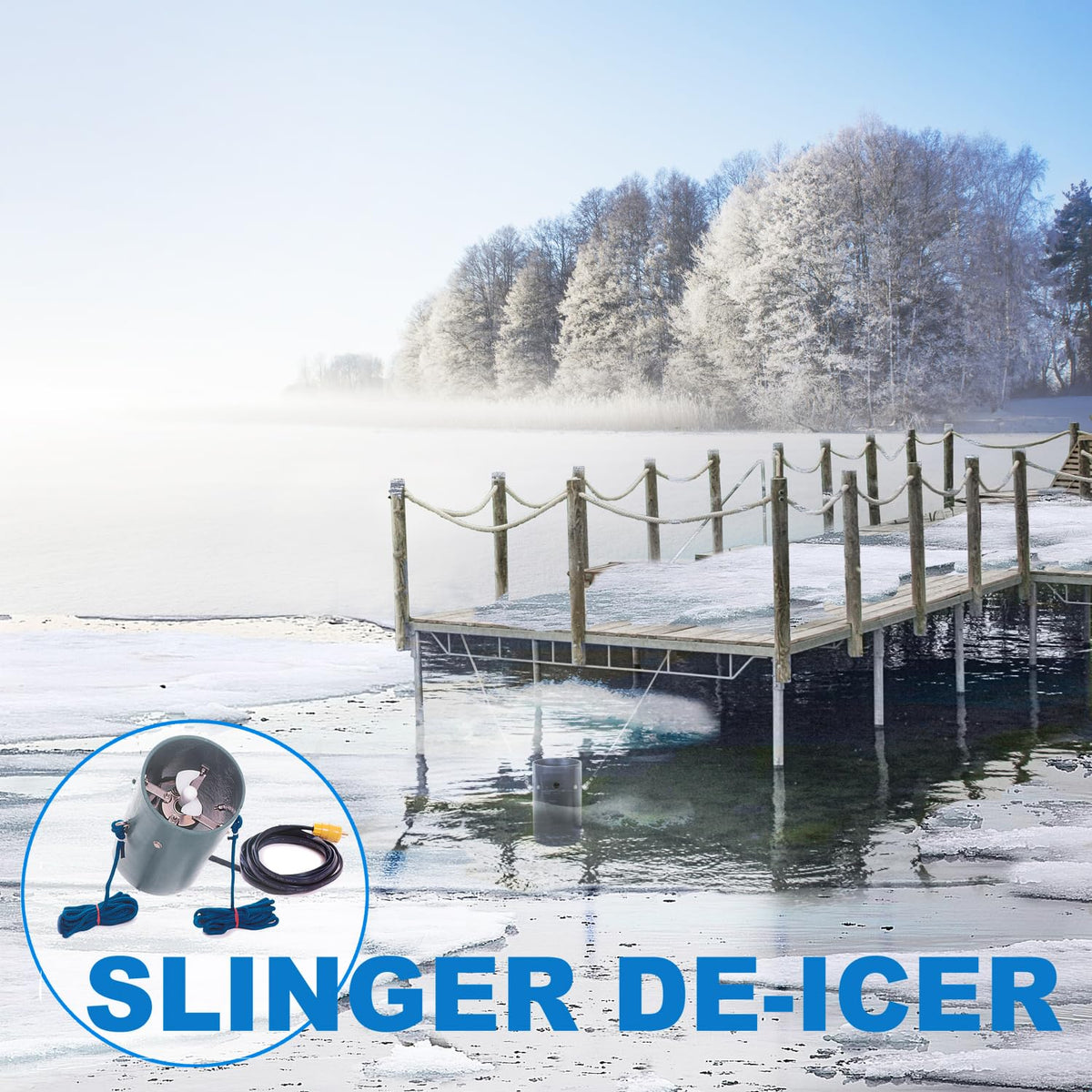 Scott Aerator Slinger De-Icer for Lakes & Ponds | 1/2 Horse Power 115V Stainless Steel | 50 ft. Electric Corded Cable Included | Made in USA