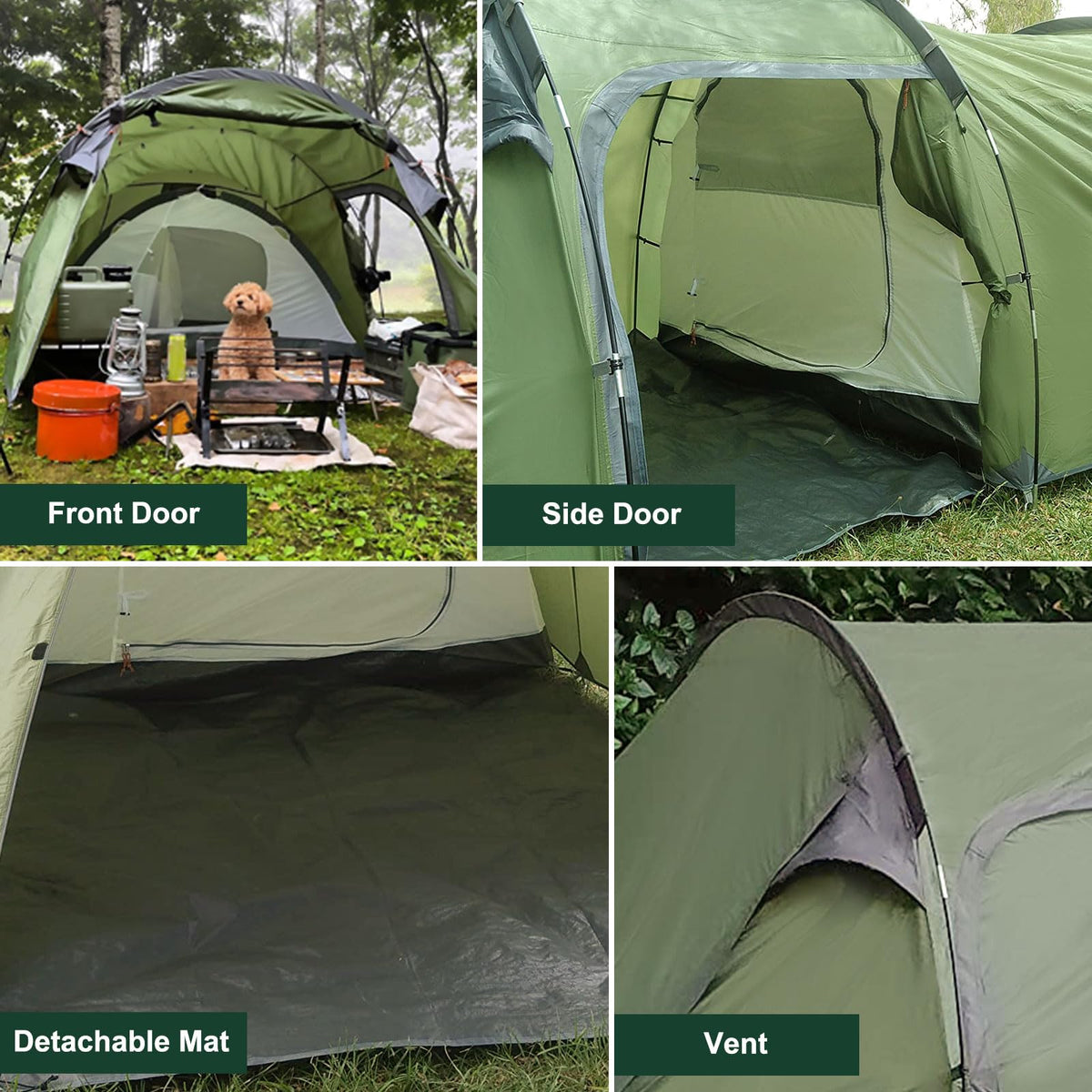 Camping Fan + Tunnel Tent, 20000mAh Rechargeable Fan with Remote, 3-4 Person Tent with Footprint for Bikepacking