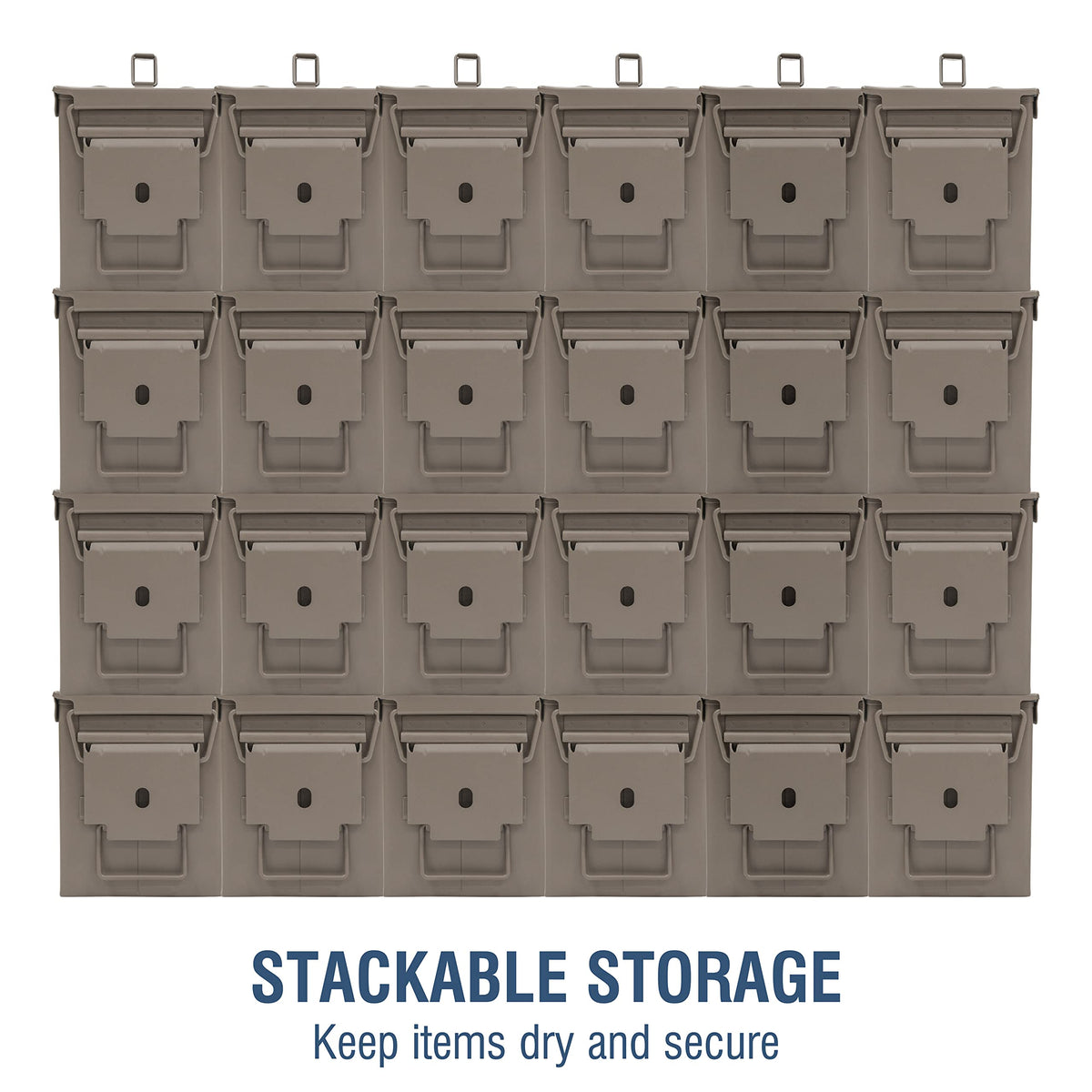 HOMESTEAD 50 Cal Metal Ammo Can β 6-Pack M2A1 Military Grade Ammo Storage Box, Airtight & Water-Resistant Ammo Containers for Long-Term Storage, Desert Tan Color