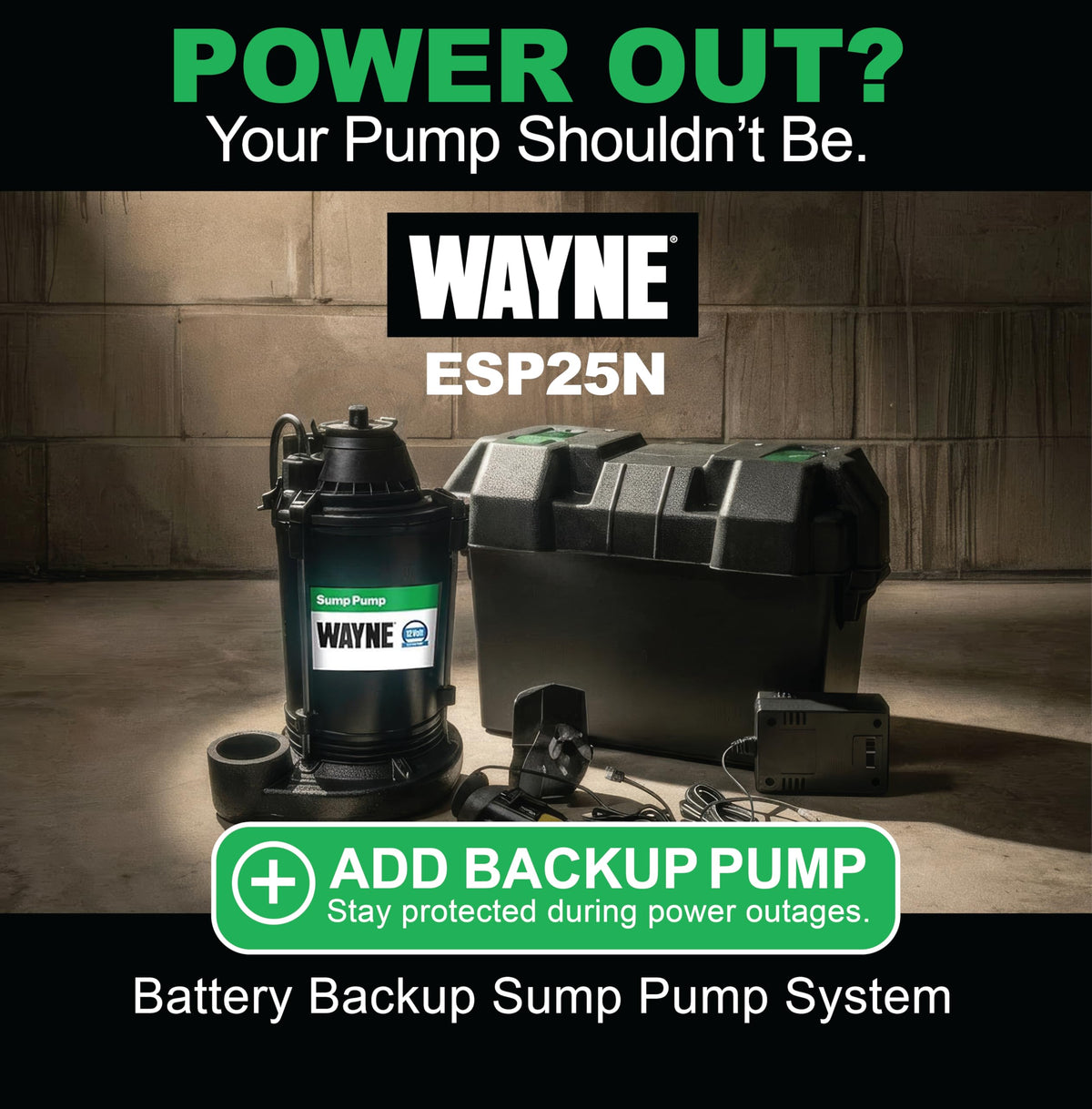 Wayne 3/4 HP Heavy Duty Submerisble Cast Iron and Stainless Steel Sump Pump with NEW Switch - Removes up to 5,490 Gallons of Water Per Hour