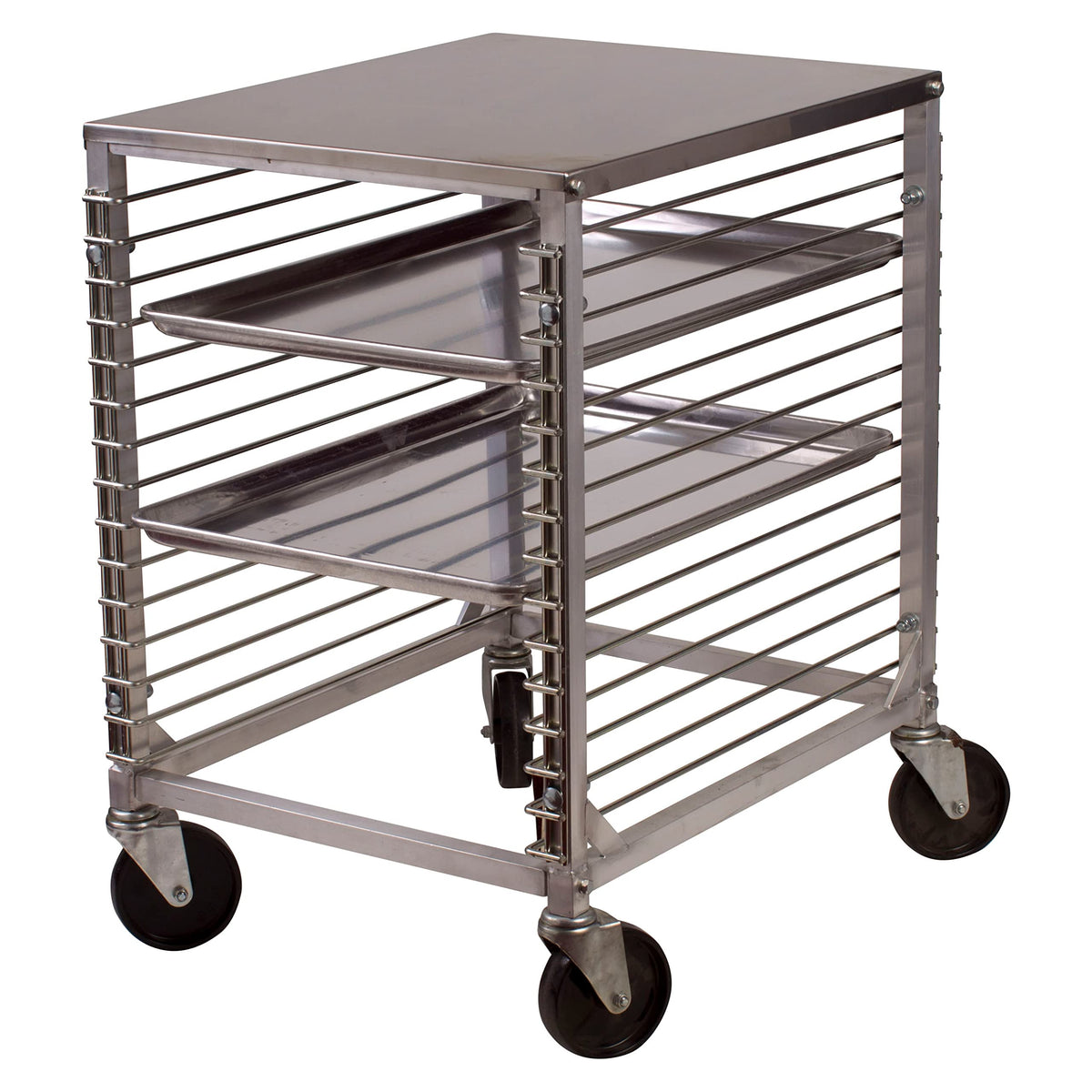Winco 15-Tier Aluminum Sheet Pan Rack with Hard Top and Wire Slides